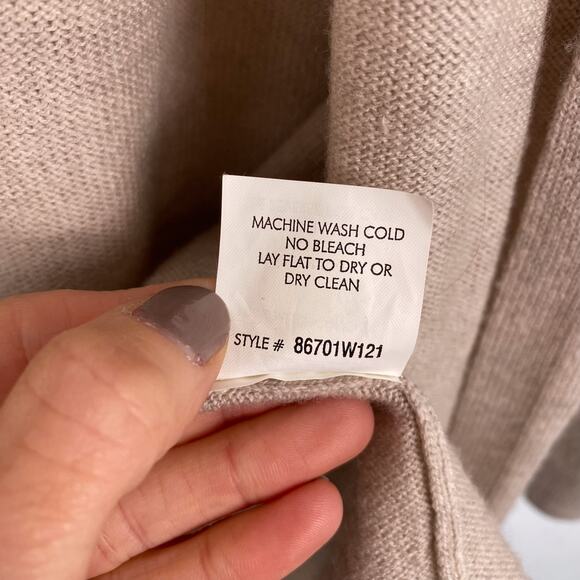 Repeat Merino Wool Hooded Open Front Cardigan Sweater Tan Small - Picture 5 of 6